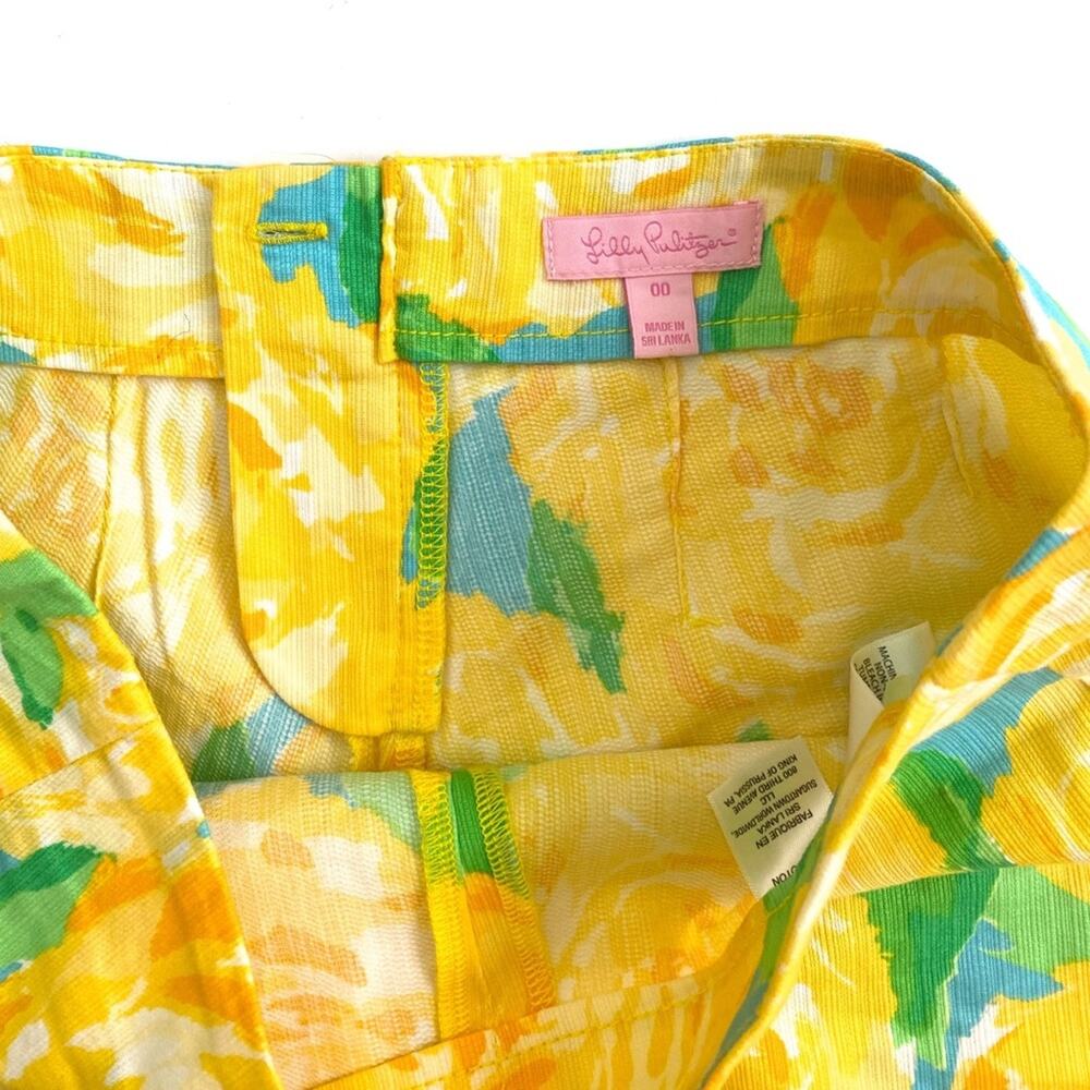 Lilly Pulitzer Yellow Rose Floral Deenie Shorts Size 00 - Picture 5 of 6